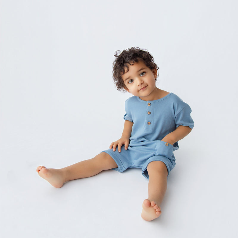 Dawn Romper Half Sleeve - Ocean Mist